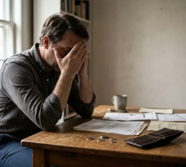 Personne stressée face aux conséquences financières et légales d'un défaut d'assurance automobile