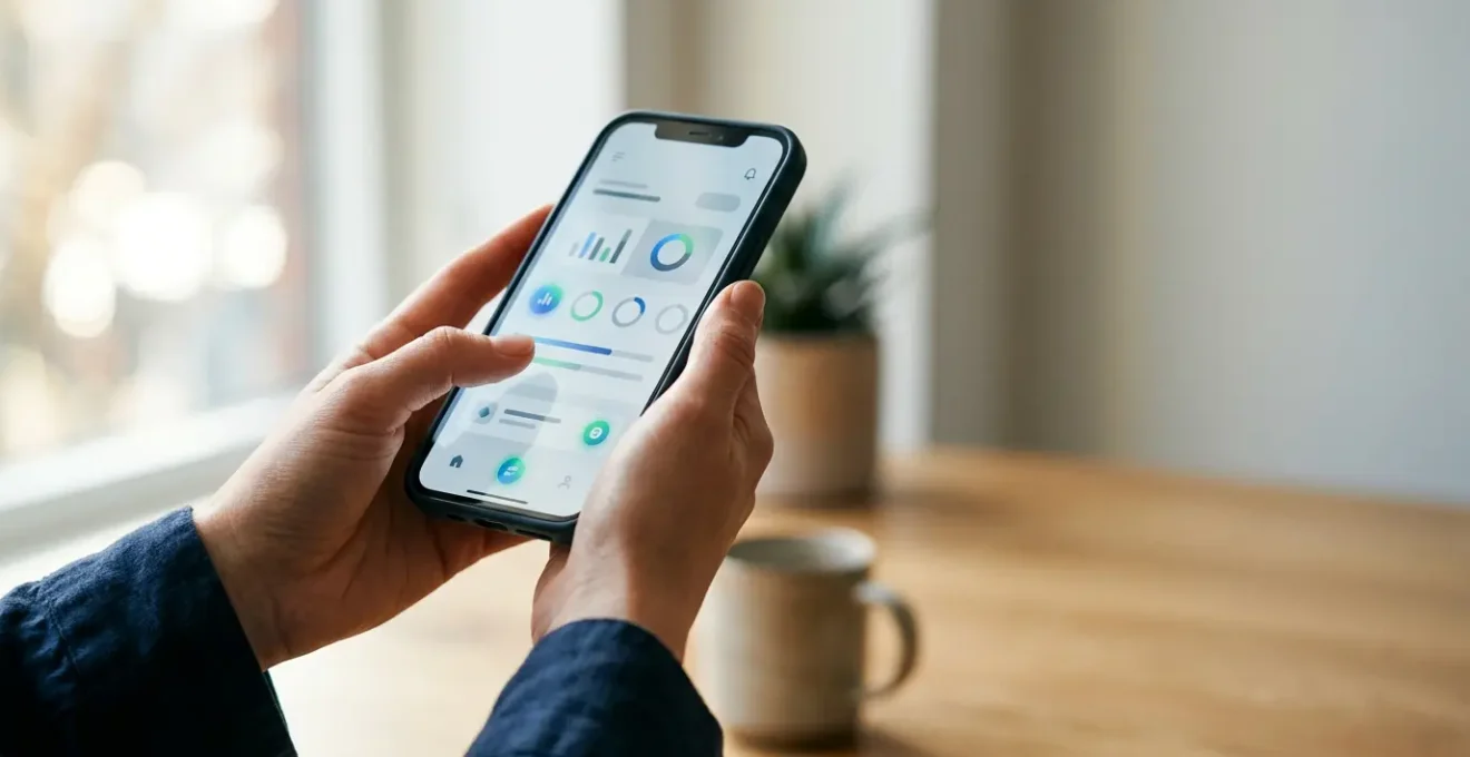 Personne utilisant son smartphone pour ouvrir un compte bancaire en ligne en quelques minutes
