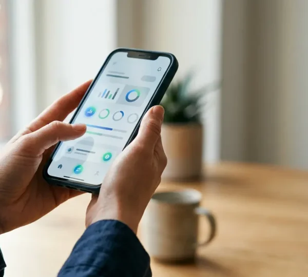 Personne utilisant son smartphone pour ouvrir un compte bancaire en ligne en quelques minutes