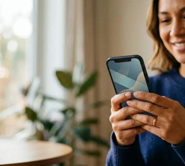 Personne utilisant une application bancaire mobile pour effectuer un virement instantané gratuit
