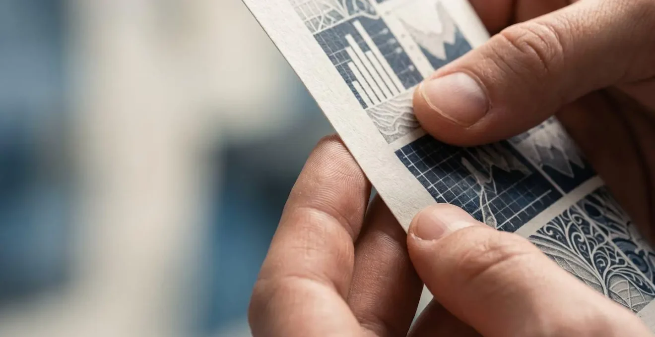 Gros plan sur des mains vérifiant attentivement des coordonnées bancaires IBAN